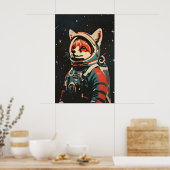 Fox Astronaut Poster, Fox Retro Print, Fox ポスター (キッチン)