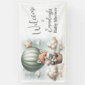 Fox Bear Adventure Balloon Baby Shower Welcome 横断幕 (縦)