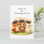Fox Bear Bunny Preschool Kindergarten Graduation サンキューカード (スタンド正面)
