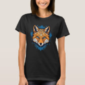 Fox Blue Eyes Face Polygon Geometric Animal Print Tシャツ (正面)