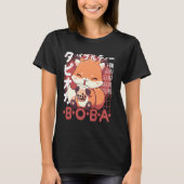 Fox Boba Tea Kawaii Bubble Tea Fox Anime Neko Red  Tシャツ (正面)