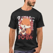 Fox Boba Tea Kawaii Bubble Tea Fox Anime Neko Red  Tシャツ (正面)