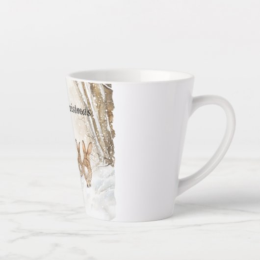 Fox Bunny Rabbit Best Friends Forever カフェラテマグ (右)