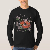 Fox Cherry Blossom Foxes Japanese Flower Sakura Tシャツ (正面)