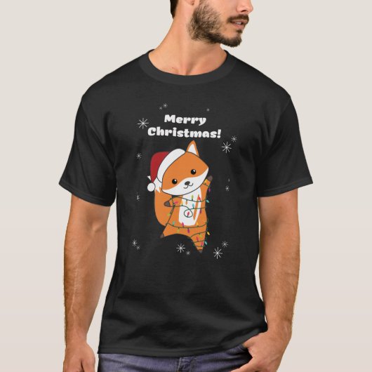 Fox Christmas Snow Winter Animals Foxes Tシャツ (正面)