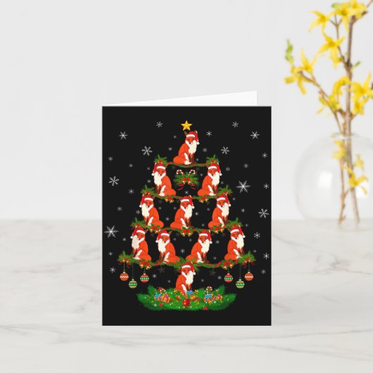 Fox Christmas Tree Funny Xmas Lover  カード (黄色い花)