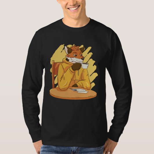 Fox Coffee cup Bean Caffeine Tシャツ (正面)