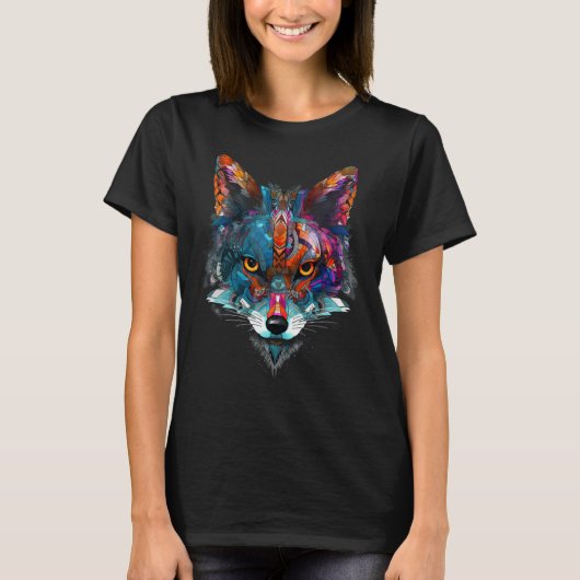Fox  Colourful Animal Artwork Fox Tシャツ (正面)