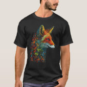 Fox Colourful Flowers  Blue Eyes Animal Fox Tシャツ (正面)