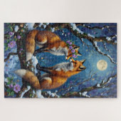 Fox Couple Affectionate Intertwined Tails ジグソーパズル (横)