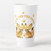  Fox Couple Valentine Art カフェラテマグ (正面)
