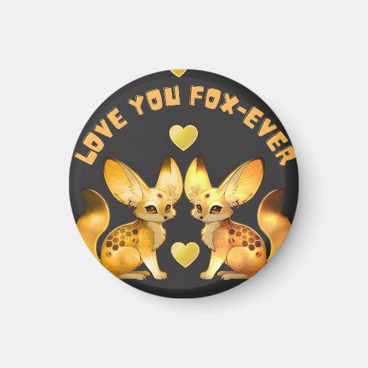  Fox Couple Valentine Art マグネット (正面)