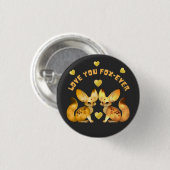  Fox Couple Valentine Art T-Shirt 缶バッジ (正面&裏面)