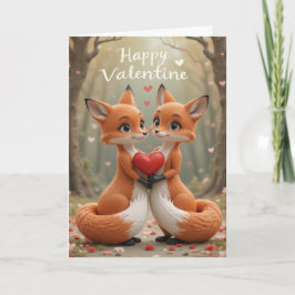 Fox Couple Valentine Woodland Love Romantic  シーズンカード