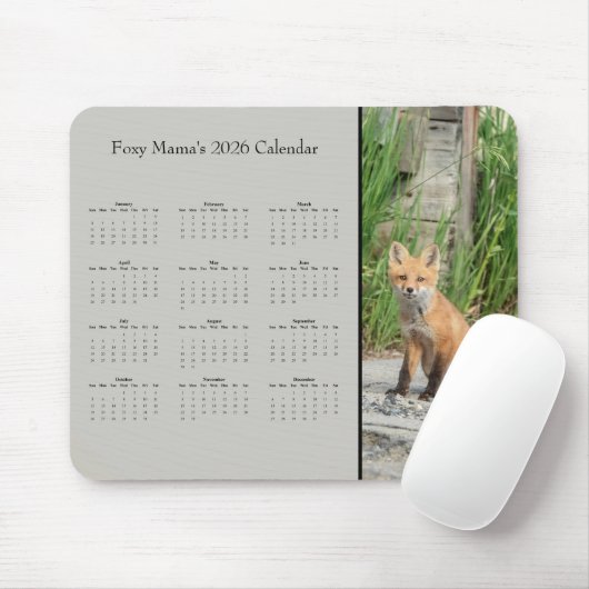 Fox - Customizable full year 2026 calendar マウスパッド (マウス)