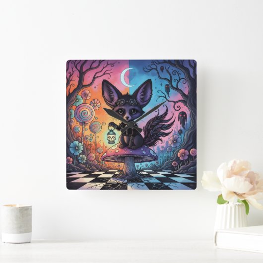 Fox Divided by the Twilight Realms スクエア壁時計 (ホーム)