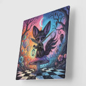 Fox Divided by the Twilight Realms スクエア壁時計 (傾斜)