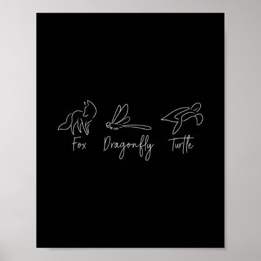 Fox Dragonfly Turtle Trump Meme Minimalist ポスター (正面)