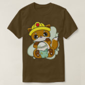 Fox Drinks Boba Bubble Tea For Construction Worker Tシャツ (デザイン正面)