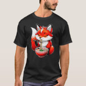 Fox Eating Ramen Noodle Animal Fox Tシャツ (正面)