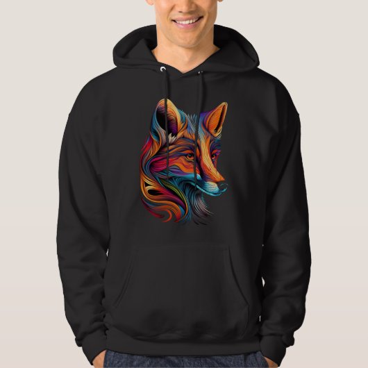 Fox Face Beautiful Colorful Artistic Animal パーカ (正面)