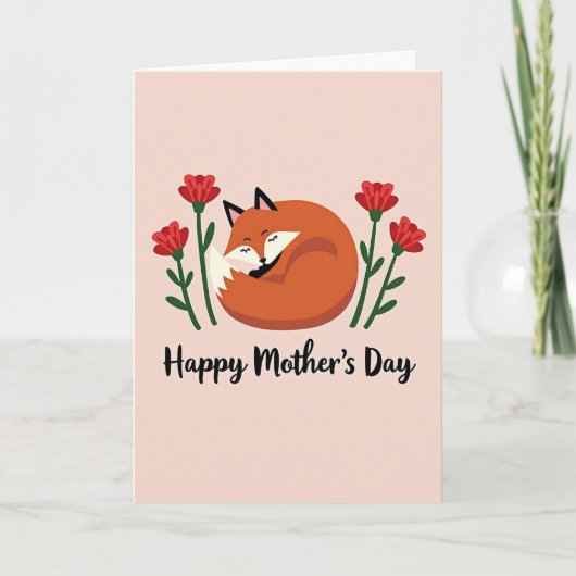 Fox Floral Mothers Day Wishes Card カード (正面)
