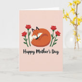 Fox Floral Mothers Day Wishes Card カード (黄色い花)