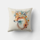 Fox Flower Crown Watercolor                      クッション (裏面)