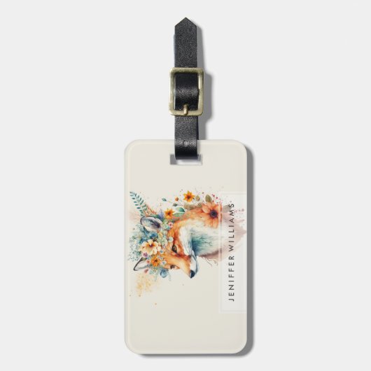 Fox Flower Crown Watercolor                        ラゲッジタグ (正面縦)