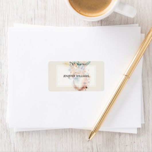 Fox Flower Crown Watercolor ラベル (インサイチュ)