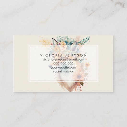 Fox Flower Crown Watercolor                        名刺 (裏面)