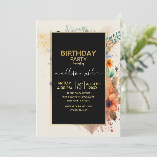 Fox Flower Crown Watercolor                        招待状 (スタンド正面)