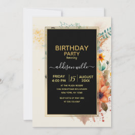 Fox Flower Crown Watercolor                        招待状