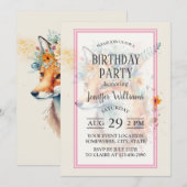 Fox Flower Crown Watercolor                        招待状 (正面/裏面)