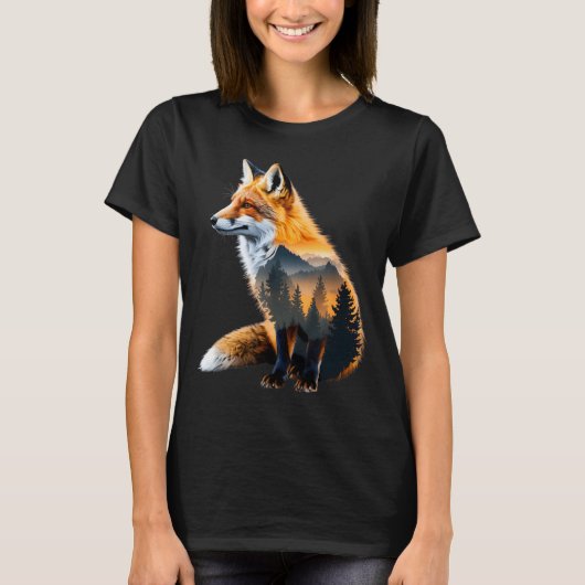 Fox Forest Nature Lover Mountains Hiking Camng Bus Tシャツ (正面)