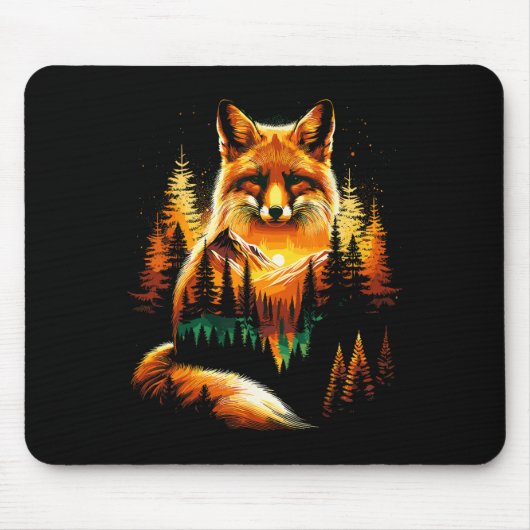 Fox Forest Nature Lover Mountains Hiking Camping  マウスパッド (正面)