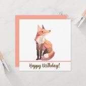 Fox Happy birthday Pixelart, Pixel Art カード (正面/裏面インサイチュ)