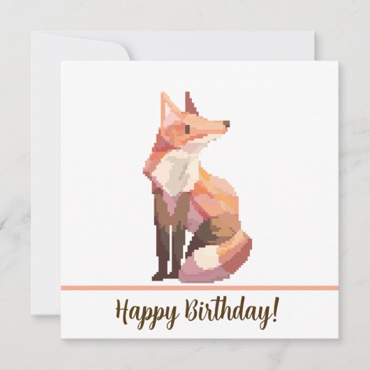 Fox Happy birthday Pixelart, Pixel Art カード (正面)