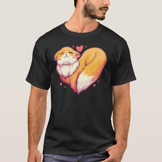 Fox Heart   Retro Animal Wild Zoo Classic Passion  Tシャツ (正面)