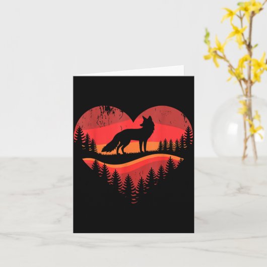 Fox Heart Valentines Animal Fox Lover Men Women Gi カード (黄色い花)
