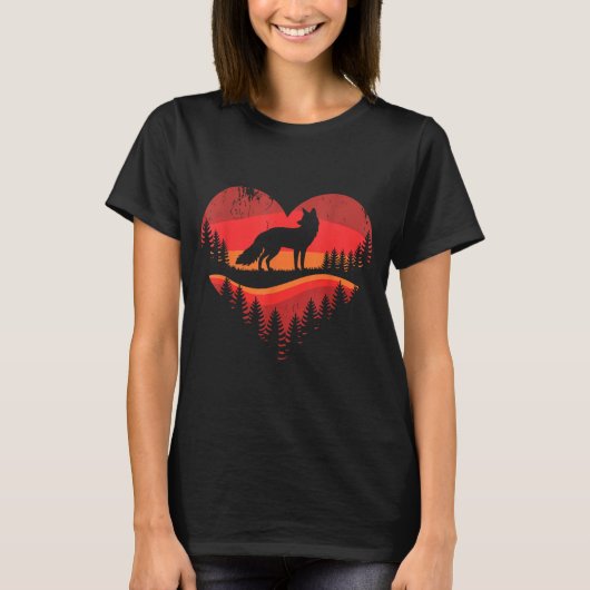 Fox Heart Valentines Animal Fox Lover Men Women Gi Tシャツ (正面)
