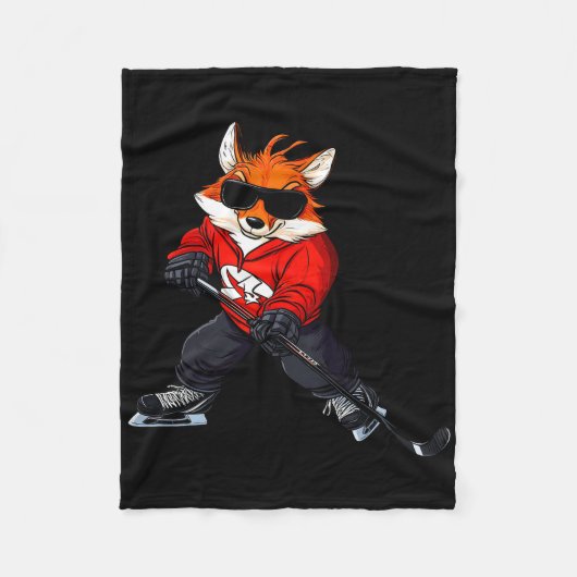 Fox Ice Hockey Player  フリースブランケット (正面)