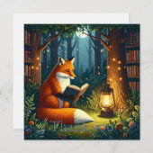 Fox in a Magical Forest Library サンキューカード (正面/裏面)