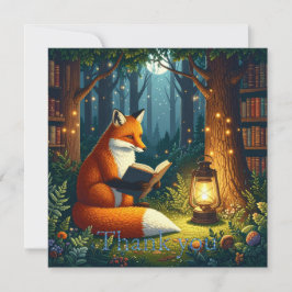 Fox in a Magical Forest Library サンキューカード