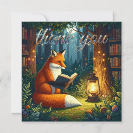 Fox in a Magical Forest Library サンキューカード
