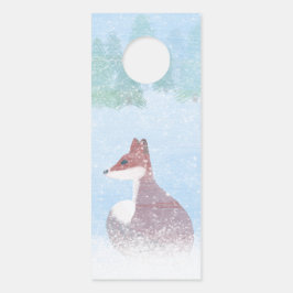 Fox in a Snowy Forest Door Hanger ドアノブサイン