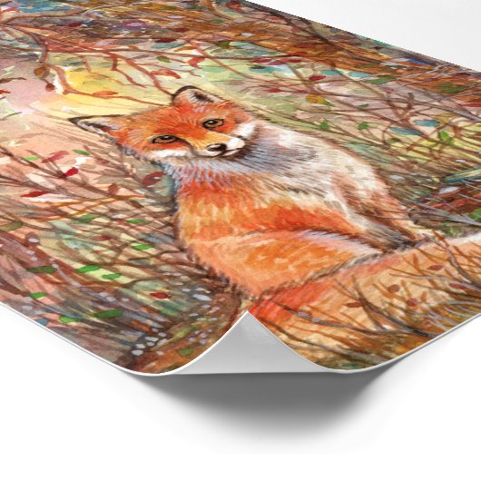 Fox in Autumn Woods ポスター (角)