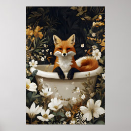 Fox In Bathtub Poster, Funny Animal Poster, Fox ポスター