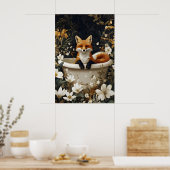 Fox In Bathtub Poster, Funny Animal Poster, Fox ポスター (キッチン)