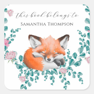 Fox in bloom - この本は~のもの スクエアシール